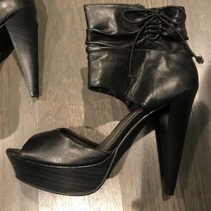 Black Open Toe Bootie Pump
